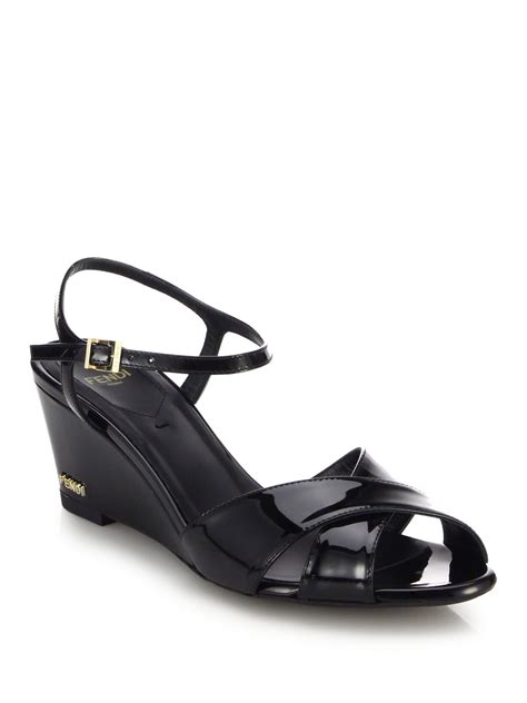 fendi black heels|Fendi women' s wedge pumps.